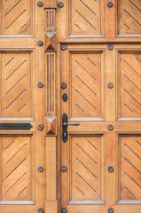 Ancient wooden door with handle