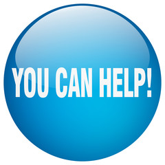 you can help blue round gel isolated push button