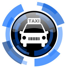 taxi black blue glossy web icon