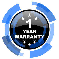 warranty guarantee 1 year black blue glossy web icon