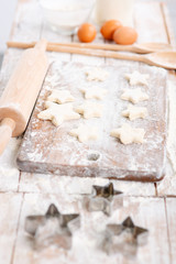 Uncooked cookies lying on the table