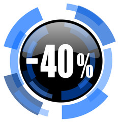 40 percent sale retail black blue glossy web icon
