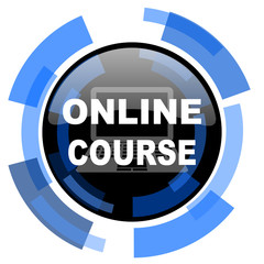 online course black blue glossy web icon