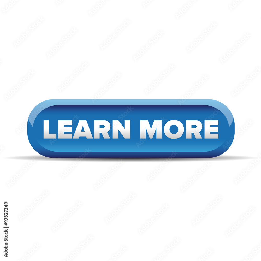 Poster learn more blue button vector