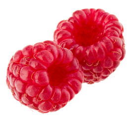 ripe raspberries isolated on white background close up © Natika