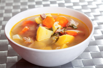 Veal soup with vegetables