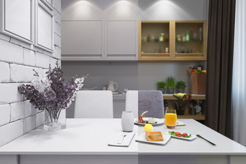 3D illustration of the one-room apartment