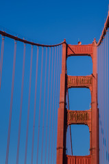 Close-up of the south tower of the Golden Gate Bridge in San Francisco
