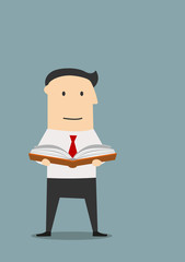 Иusinessman reading a book for new ideas