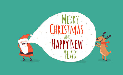 Happy New Year card. Santa's greetings. Vector illustration - 97529007