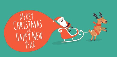 Happy New Year card. Santa's greetings. Vector illustration - 97529032