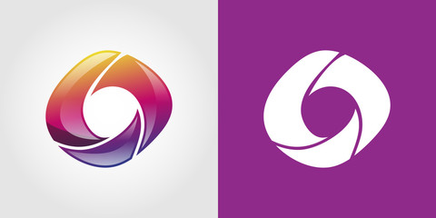 O Letter Colorful Tech  Logo