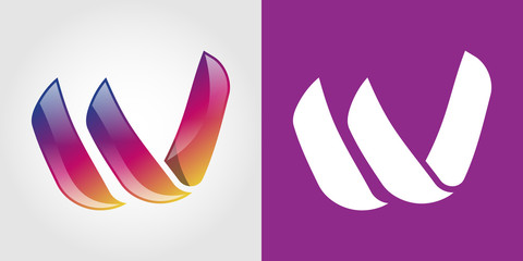 W Letter Colorful Tech  Logo