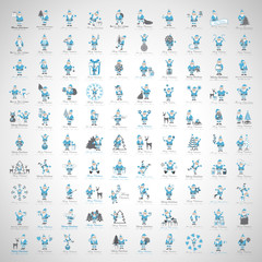 Santa Claus Icons And Christmas Elements Set - Vector Illustration, Graphic Design. For Web, Websites, Print, Presentation Templates, Mobile Applications And Promotional Materials 