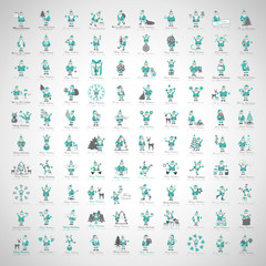 Santa Claus Icons And Christmas Elements Set - Vector Illustration, Graphic Design. For Web, Websites, Print, Presentation Templates, Mobile Applications And Promotional Materials