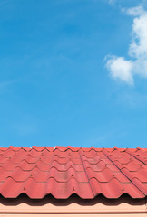 Architectural detail of metal roofing on commercial construction