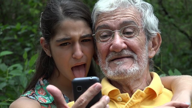 Grandfather and Granddaughter Selfie