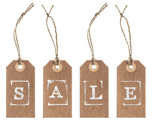 Kraft paper tag with string. SALE concept