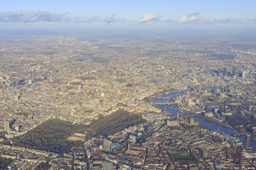 Aerial view of cityscape around London