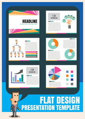 set of infographic presentation template flat design element set