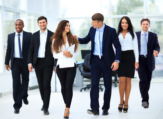 Team cheer up each other in the office