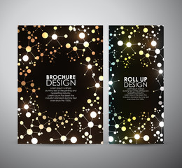 Brochure business design abstract Molecules background template or roll up.