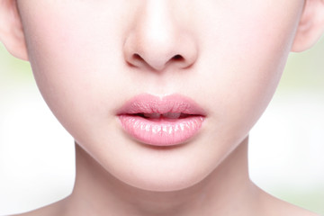 Beautiful woman lips closeup