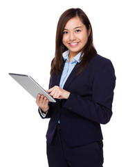 Young Businesswoman use of the digital tablet pc