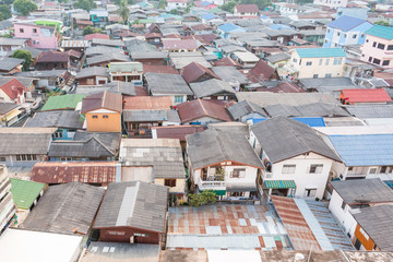 Panoriamic view of  slums in Bangkok