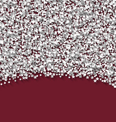 Abstract red background white hoarfrost particles