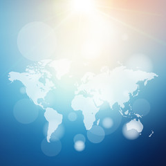 world map on blurred background