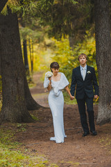 Fototapeta premium Bride and groom on a romantic moment