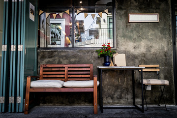 coffee terrace with tables and chairs in Thailand