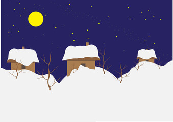 Пейзаж зимней деревни © heshixin