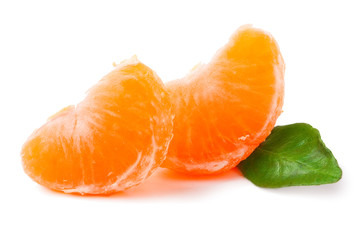 slices of tangerine, isolated on white background