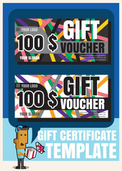 Gift certificate voucher coupon template modern style.Gift vouch