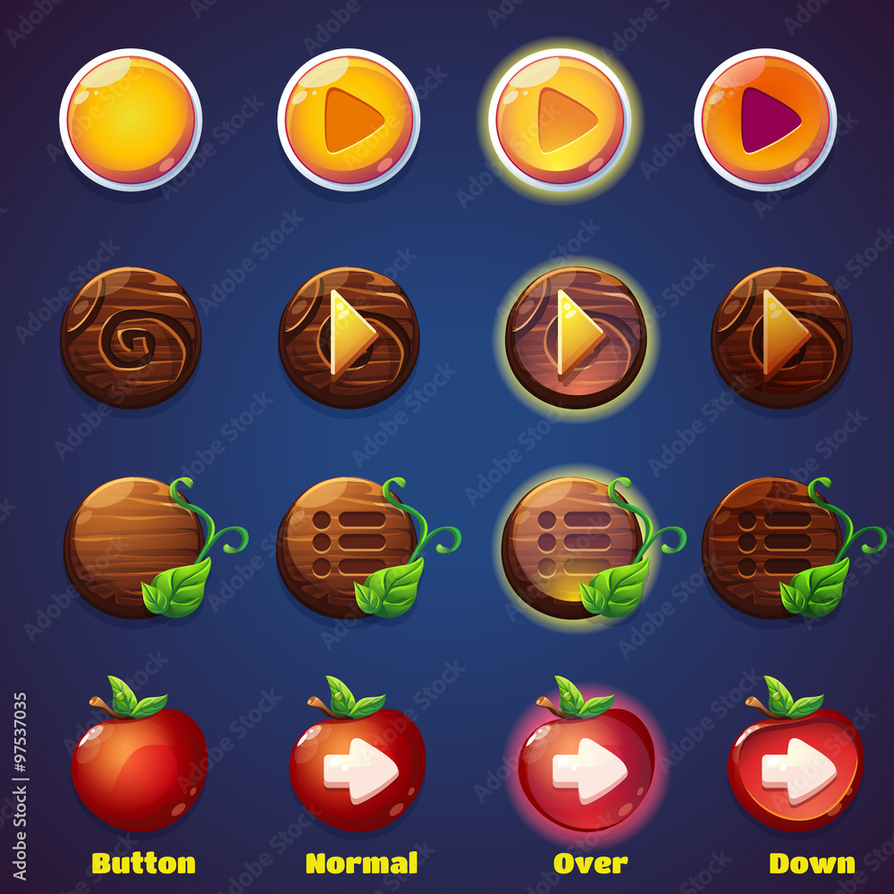 Poster set of buttons with views press