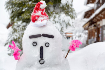 Snowman with santa hat
