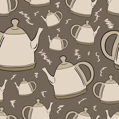 Seamless brown teapots