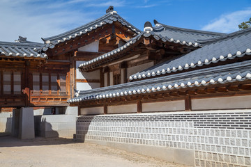 Naklejka premium Houses in Gyeongbokgung Palace, Seoul, South Korea