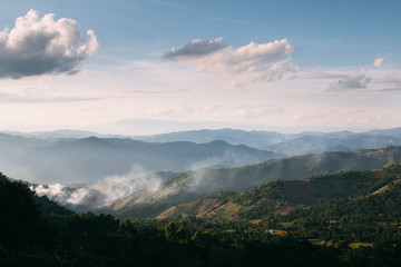 Fog movement over Doi chang, Thailand