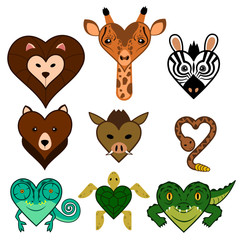 illustration of animal in shape of heart