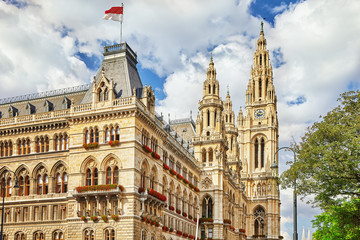 Vienna's Town Hall (Rathaus) at daytime.Vienna. Austria.