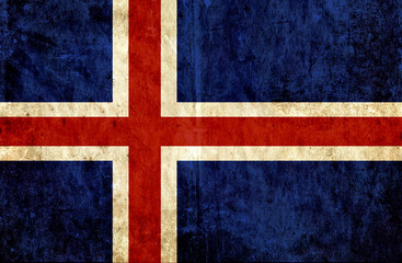 Fototapeta premium Grungy paper flag of Iceland