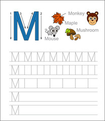 Letter M. Learn handwriting.