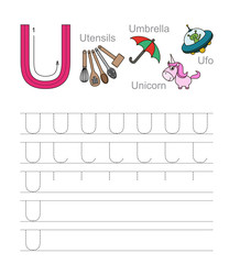 Letter U. Learn handwriting.