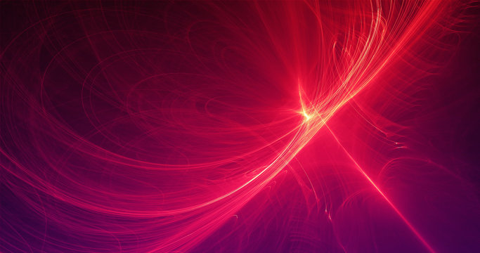 Abstract Background Lines Curves And Particles Red Yellow