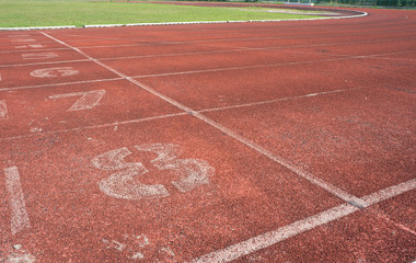 run race track and white line in arena