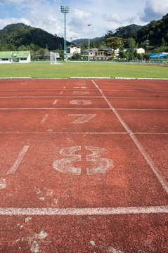 run race track and white line in arena