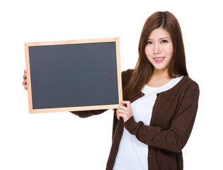 Woman hold with chalkboard